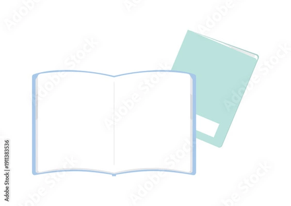 Obraz 開いた無地のノートと閉じたノート