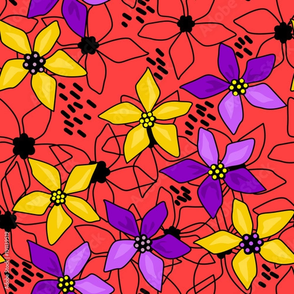 Obraz Seamless floral abstract pattern red