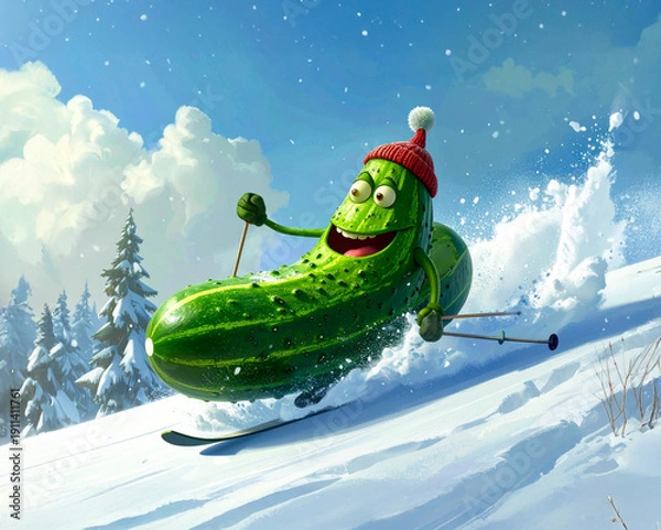 Obraz キュウリのスノーボード