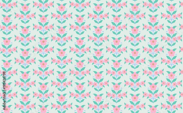 Obraz トルコチューリップのシームレスパターンピンク