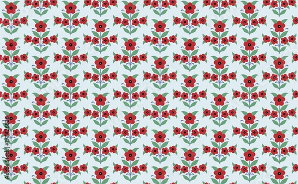 Obraz トルコチューリップのシームレスパターン赤