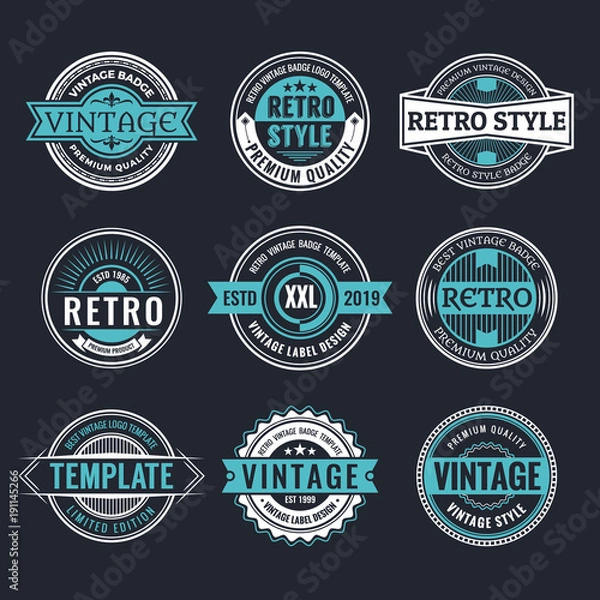 Obraz Kolekcja projektu odznaka Vintage i Retro koło