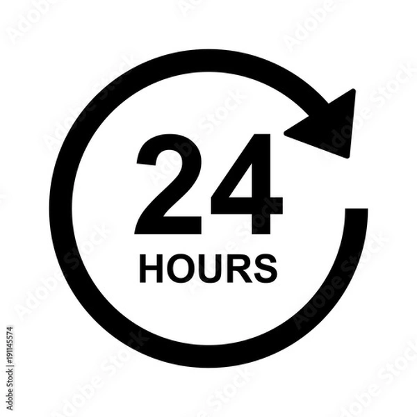 Fototapeta 24 hours sign, time sign vector