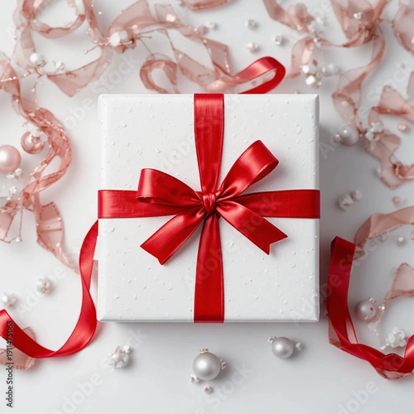 Obraz gift box with red ribbon