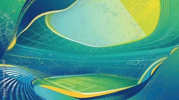 Obraz Abstract geometric design with vibrant curved structures and digital elements