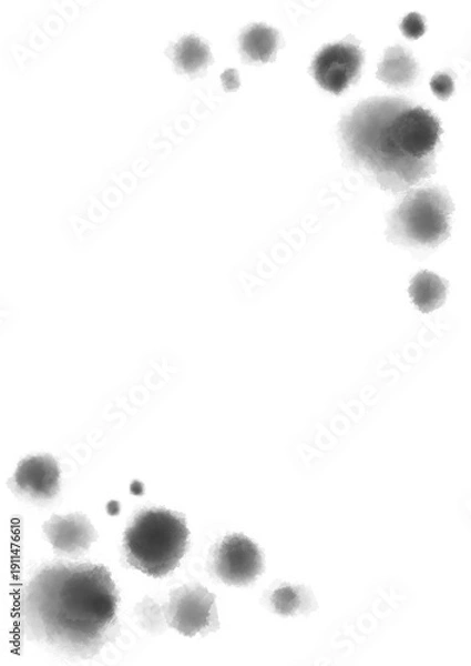 Obraz 墨、黒の水彩滲むドットフレームしぶき背景素材