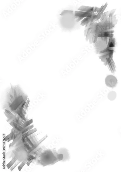 Obraz 白い背景にグレー黒のニュアンス白い羽根のテクスチャ