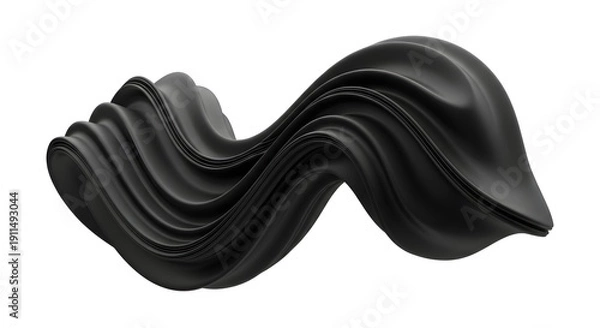 Obraz Abstract Black Wave on White Background