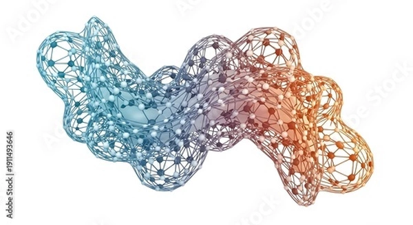 Obraz Abstract Wireframe Network Structure with Blue and Red Gradient