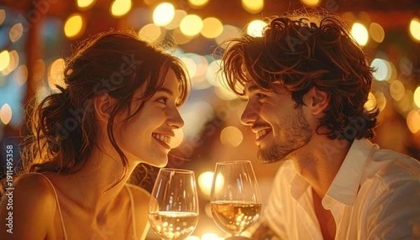 Obraz Couple enjoying romantic dinner