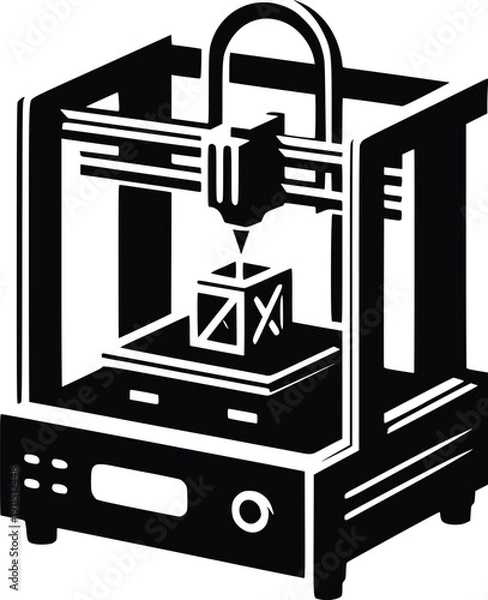 Obraz 3d printer producing a small plastic object in a workspace setting