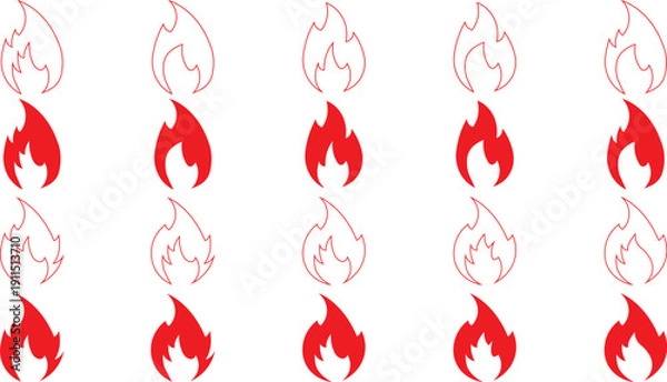 Obraz Set of vector illustrations featuring fire flames 