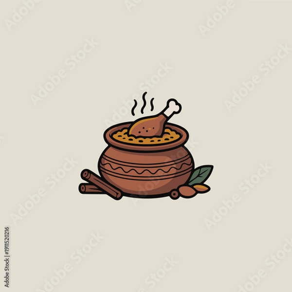 Obraz biriyani with roast vector illustraiton
