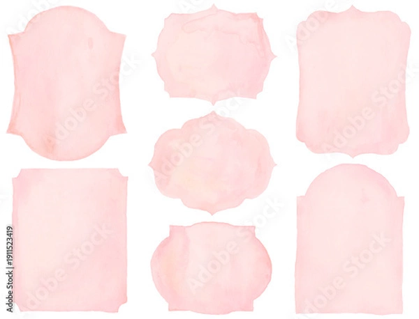 Obraz フレーム、水彩、、パステルカラー、黄色、ピンク