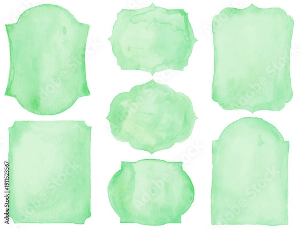 Obraz フレーム、水彩、、パステルカラー、黄色、グリーン