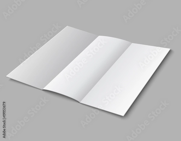 Fototapeta Blank paper folded leaflet. 3d white blank broadsheet vector template