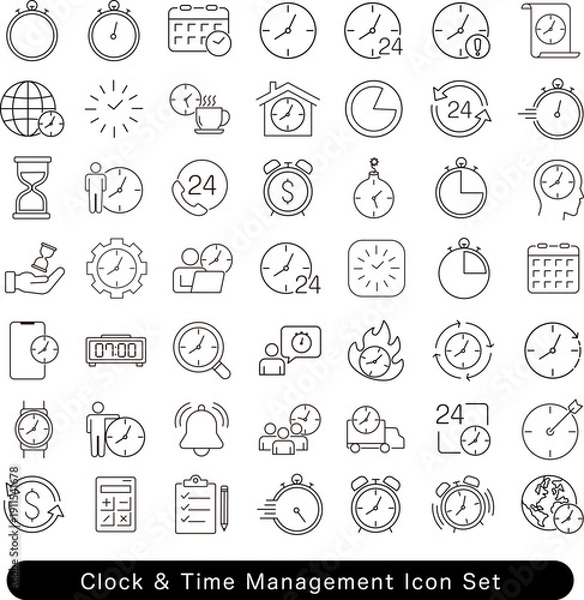 Obraz 時計・時間管理のアイコンセット:砂時計・タイマー・スケジュール素材