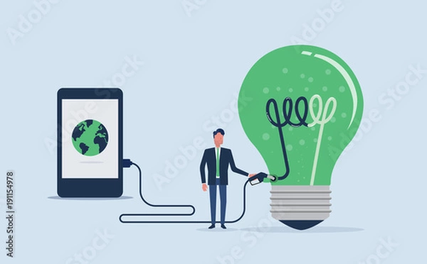 Obraz flat vector design  for creative fill up and brain power concept with businessman character knowledge  fill up concept