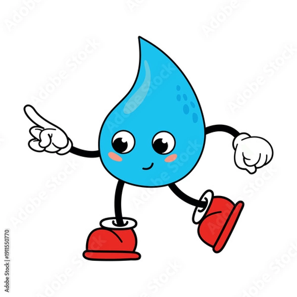 Obraz Cartoon Water Drop Character Dancing