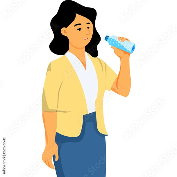 Obraz people drinking water Flat Illustration