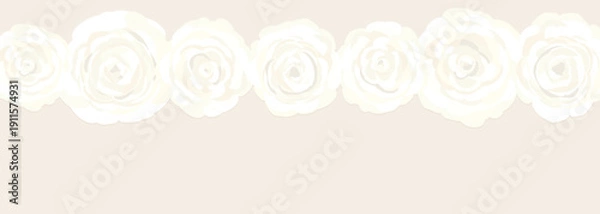 Obraz ベージュ地に白いバラの花のクラシカルなベクター背景イラスト