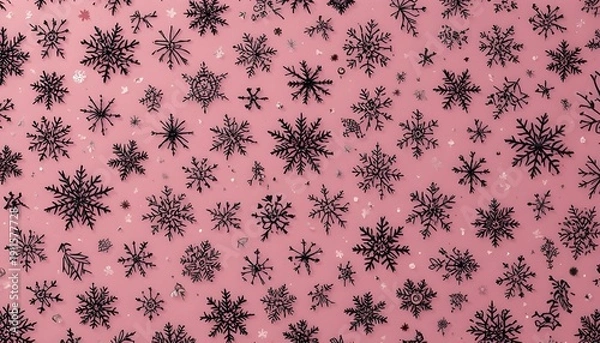 Obraz Winter Holiday Black Snowflakes Pattern Background