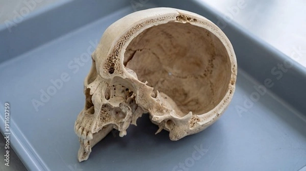 Fototapeta Human skull cross-section view showing bone structure and density