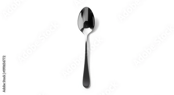 Obraz Shiny Silver Spoon Isolated on White Background for Culinary Use.