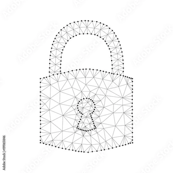 Obraz Cyber padlock, polygon, black-white