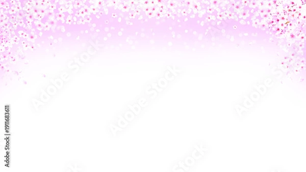 Obraz 春のイメージ、桜の花と風に飛ぶ花びらの背景イラスト