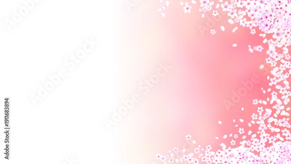 Obraz 春のイメージ、桜の花と風に飛ぶ花びらの背景イラスト