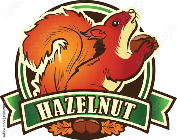 Obraz Vector logo template with squirrel mascot
hazelnut logo.eps