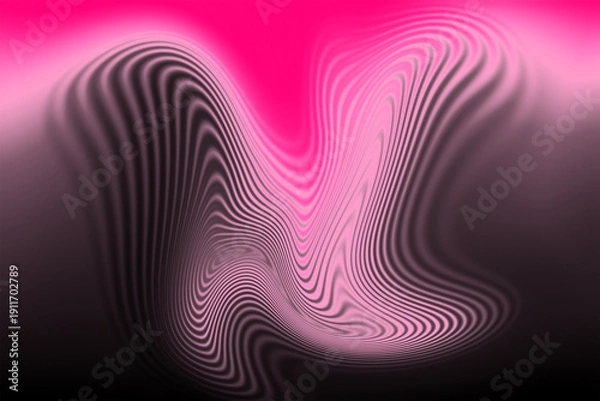 Obraz Abstract background with pink and black wavy lines creating a distorted liquid pattern.