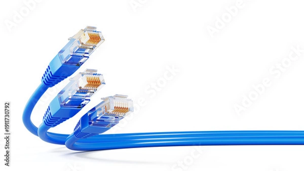Obraz Network connection, internet, technology concept - Ethernet Network RJ45 cables isolated