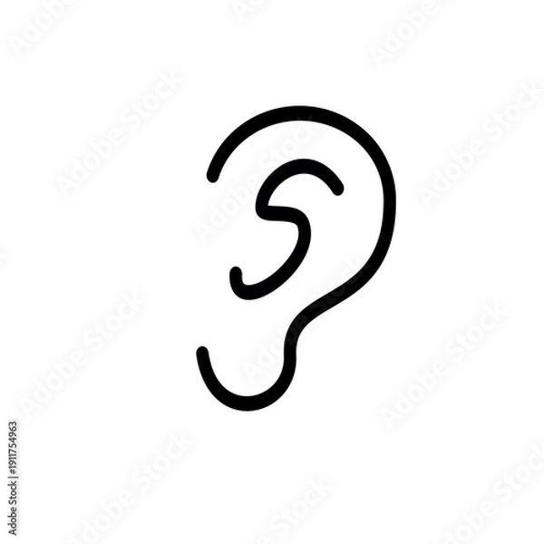 Obraz Ear, hearing icon. Vector graphic, not Artificial Intelligence, logo illustration. Replaceable vector design.