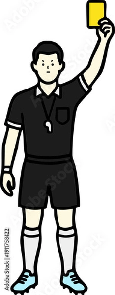Obraz 옐로 카드를 든 축구 심판 캐릭터 일러스트