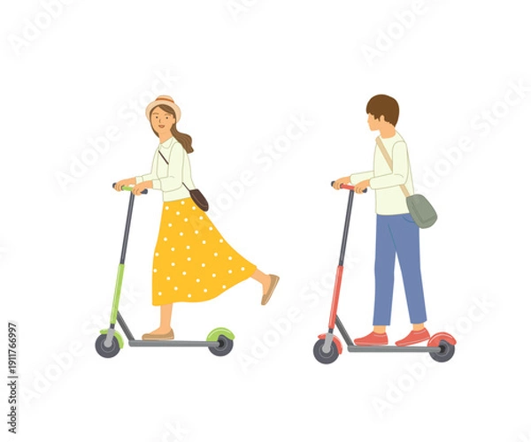 Obraz キックボードに乗る若者たち