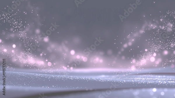 Obraz 濃い紫の背景の下部に溜まるピンクと白の光のボケ素材