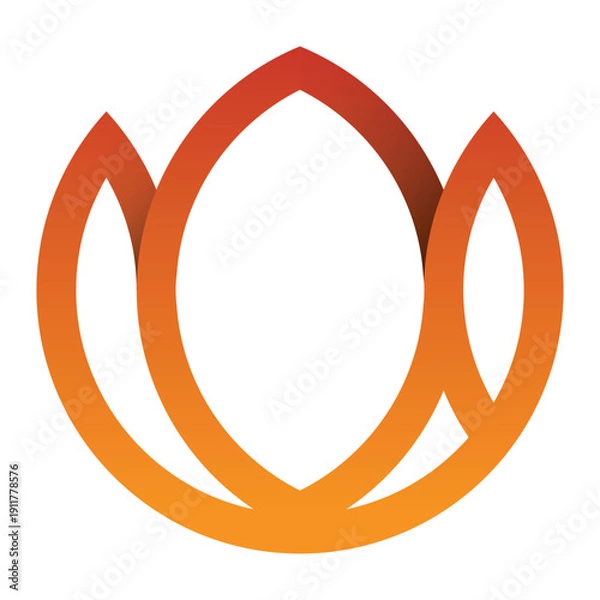 Obraz Lotus Flower Logo with Circular Grid Geometry
