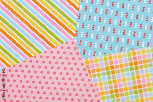 Fototapeta Paper pattern background. Flat lay colorful paper background. Material for creativity.