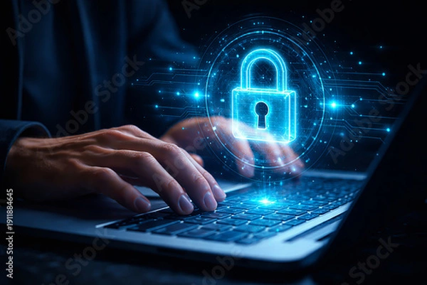 Obraz Holographic shield in digital space