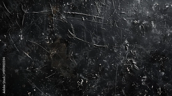 Obraz ダークグランジ抽象背景　スクラッチと擦れ加工のブラックヴィンテージテクスチャ