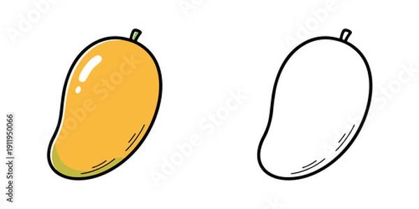 Obraz シンプルなマンゴーのアイコンイラスト