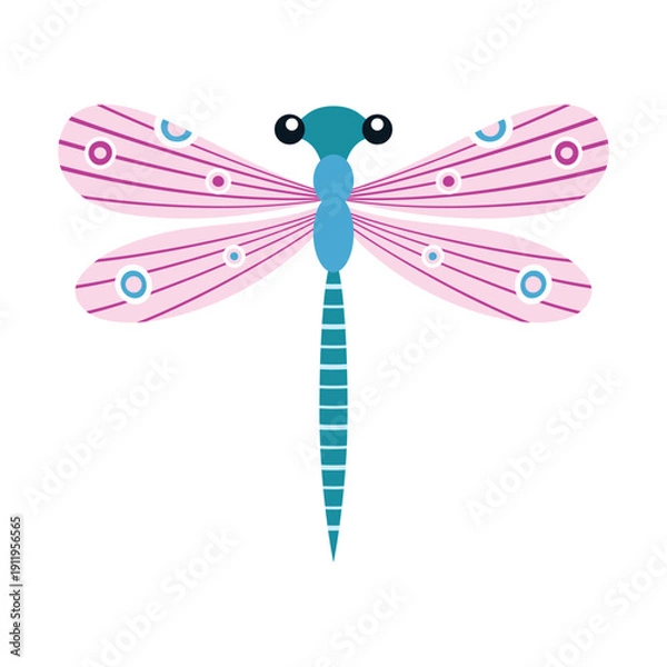 Obraz dragonfly isolated, flat style