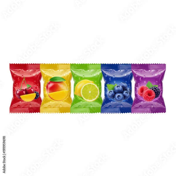 Obraz Assorted fruit flavored snacks On Transparent Background