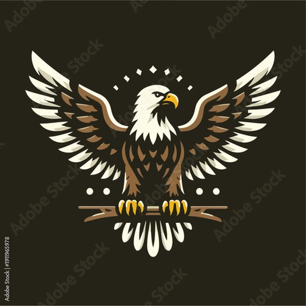 Obraz Vector illustration of an eagle flapping its wings