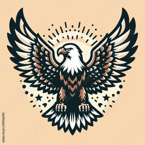 Obraz Vector illustration of an eagle flapping its wings