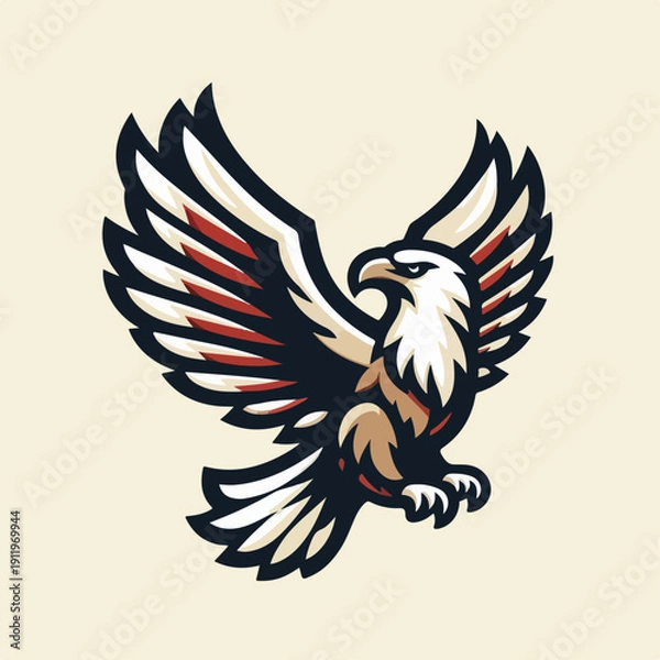 Obraz Vector illustration of an eagle flapping its wings