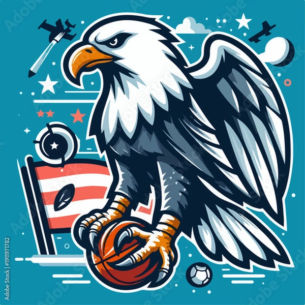 Obraz Vector illustration of an eagle flapping its wings