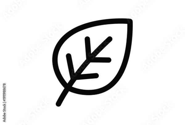 Obraz Simple black leaf icon on white background